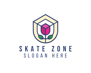 Mosaic Flower Shield logo design