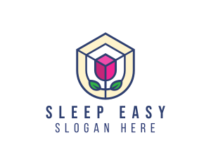 Mosaic Flower Shield logo design