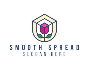 Mosaic Flower Shield logo design