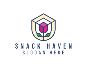 Mosaic Flower Shield logo design