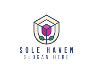 Mosaic Flower Shield logo design