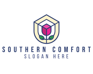 Mosaic Flower Shield logo design