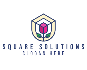 Mosaic Flower Shield logo design