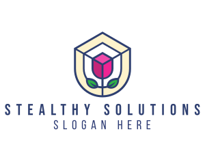 Mosaic Flower Shield logo design