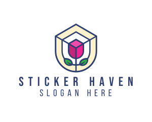 Mosaic Flower Shield logo design