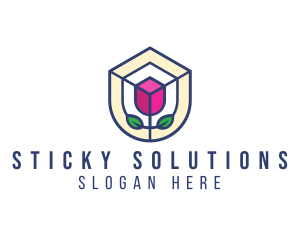 Mosaic Flower Shield logo design