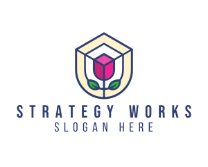 Mosaic Flower Shield logo design