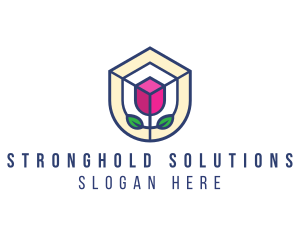 Mosaic Flower Shield logo design