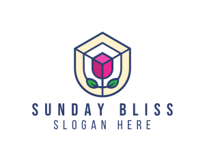 Mosaic Flower Shield logo design