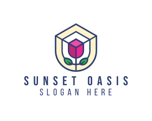 Mosaic Flower Shield logo design