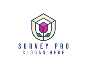 Mosaic Flower Shield logo design