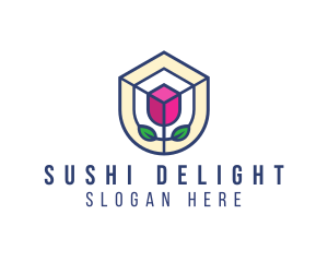 Mosaic Flower Shield logo design