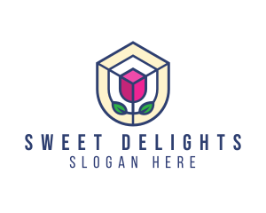 Mosaic Flower Shield logo design