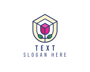 Mosaic Flower Shield logo design