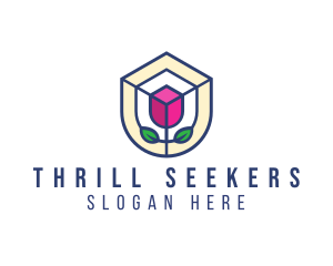 Mosaic Flower Shield logo design