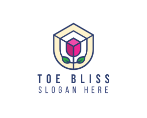 Mosaic Flower Shield logo design