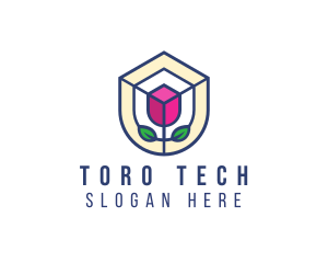 Mosaic Flower Shield logo design