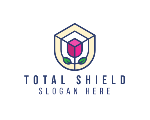 Mosaic Flower Shield logo design