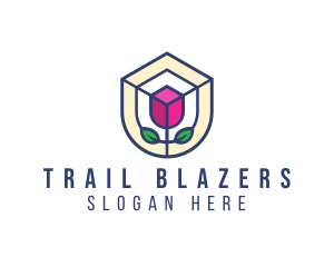 Mosaic Flower Shield logo design