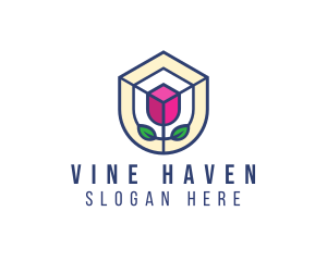 Mosaic Flower Shield logo design