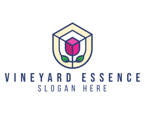 Mosaic Flower Shield logo design