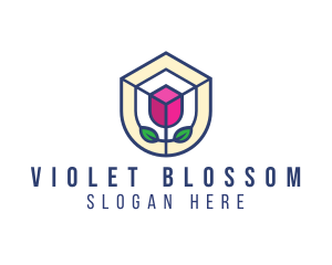 Mosaic Flower Shield logo design