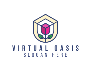 Mosaic Flower Shield logo design