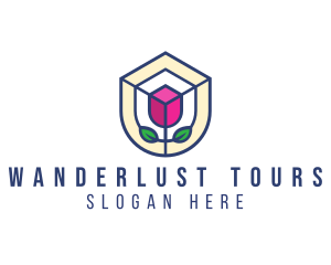 Mosaic Flower Shield logo design