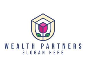 Mosaic Flower Shield logo design