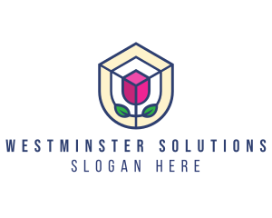 Mosaic Flower Shield logo design