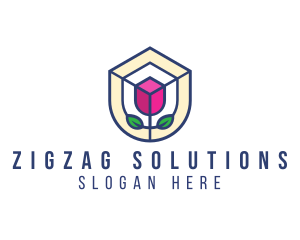 Mosaic Flower Shield logo design