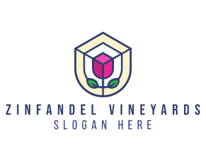 Mosaic Flower Shield logo design