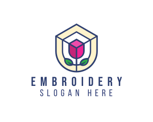 Mosaic Flower Shield logo design