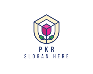 Mosaic Flower Shield logo design