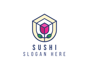 Mosaic Flower Shield logo design