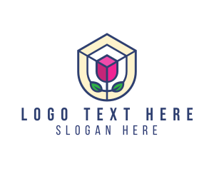 Tulip - Mosaic Flower Shield logo design