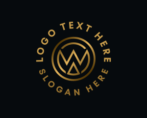 Badge - Gold Crypto Letter W logo design