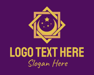 Religious - Golden Moon Stars logo design