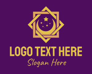 Intricate - Golden Moon Stars logo design