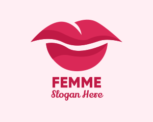 Pink Feminine Lips  logo design