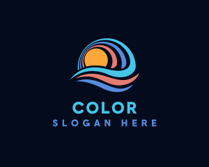 Tropical - Ocean Wave Sun logo design