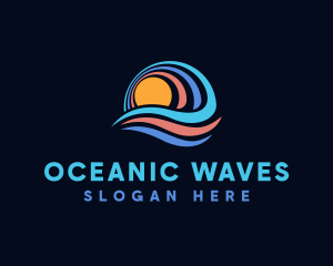 Ocean Wave Sun logo design