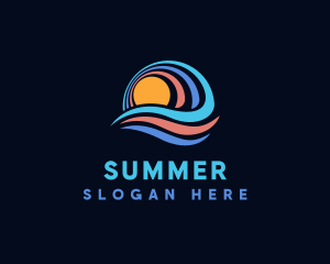 Ocean Wave Sun logo design