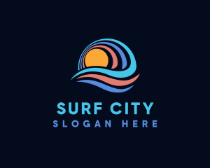 Ocean Wave Sun logo design