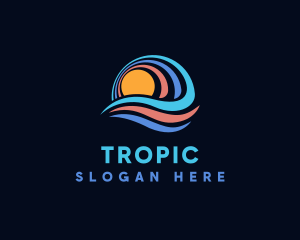 Ocean Wave Sun logo design