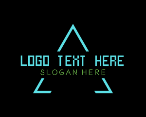 Web - Neon Tech Triangle logo design
