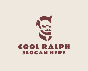 Hipster Man Mustache logo design