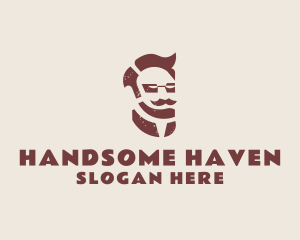 Hipster Man Mustache logo design