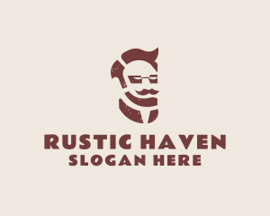 Hipster Man Mustache logo design