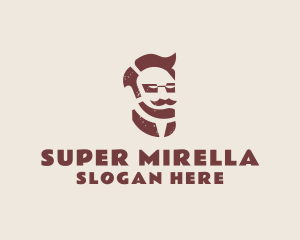 Barber - Hipster Man Mustache logo design